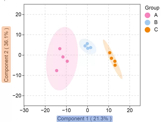 Principal Component Score Plot for Intra- and Inter-group Variability